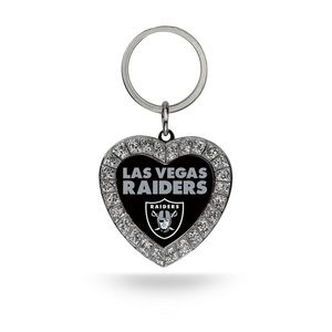 Las Vegas Raiders Iconic Logo Rhinestone Heart Keychain